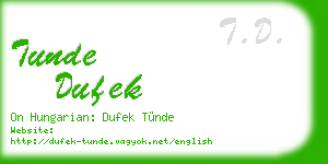 tunde dufek business card